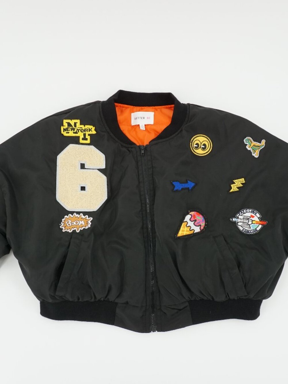 Bomber Cropped Jacket Streetwear With Patches Women's Size M